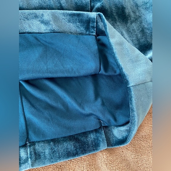 Velvet mini sea style dress long sleeve in turquoise colour gold buttons - Picture 10 of 15